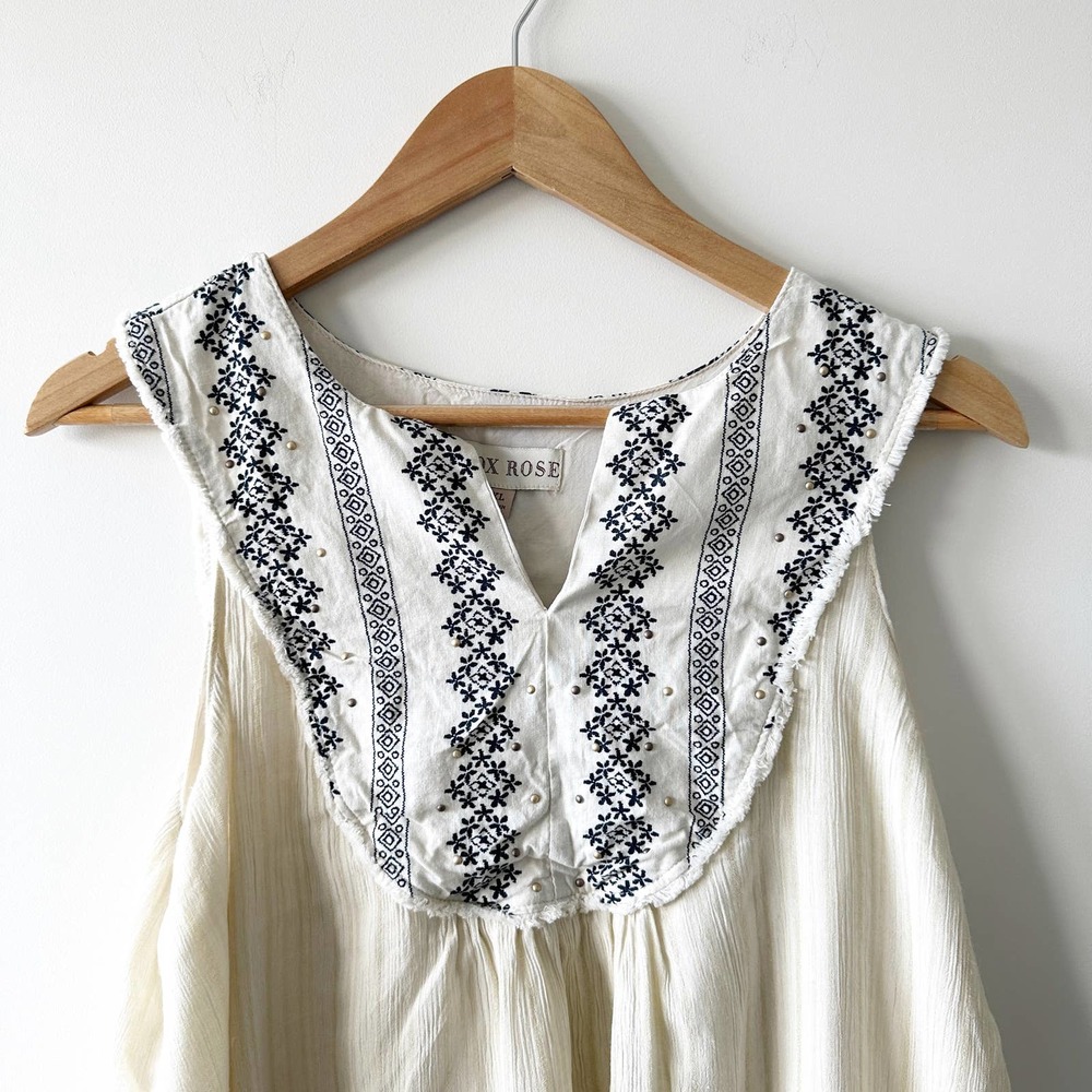 Target Knox Rose Boho Cream Embroidered Tank XL - Picture 4 of 4